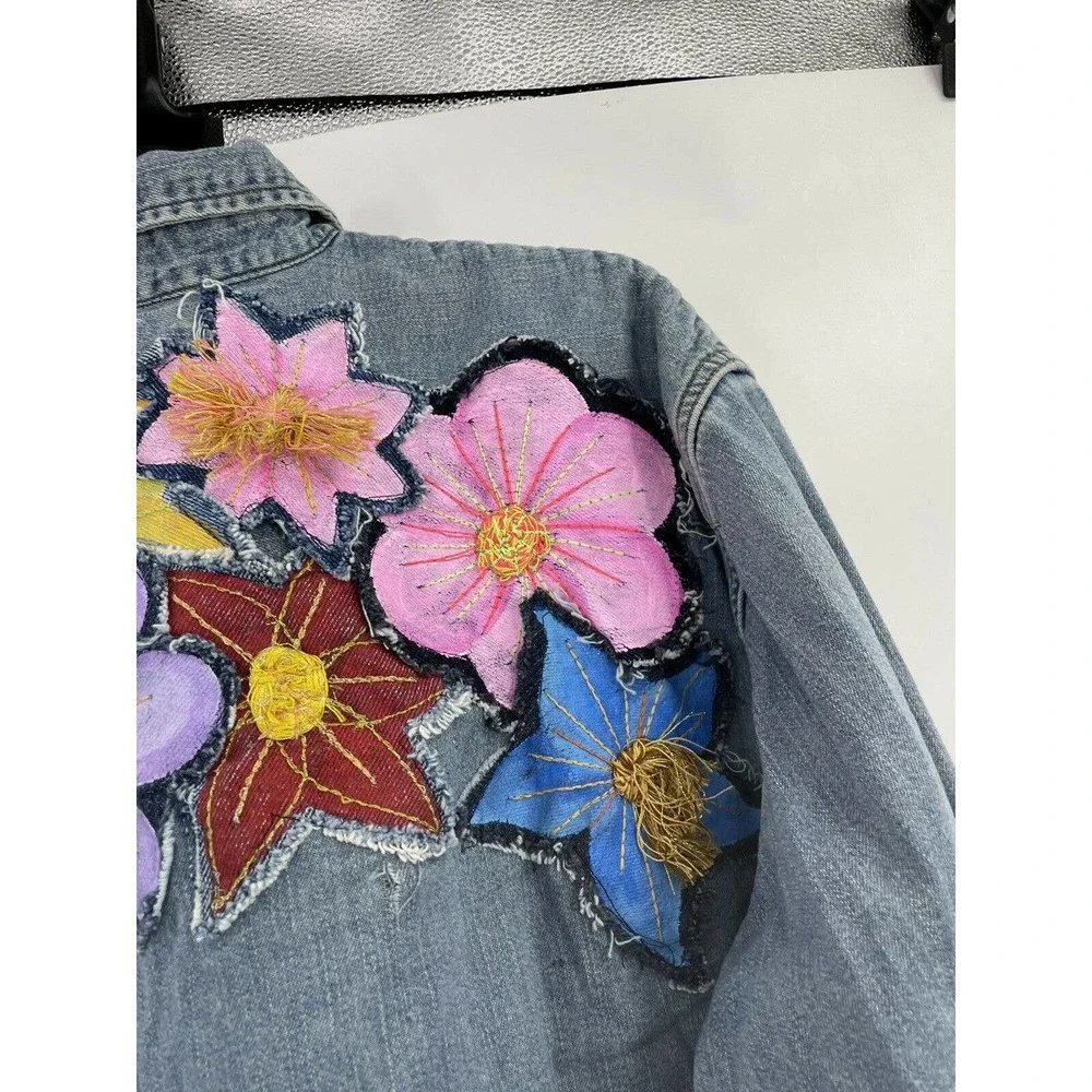 Free People Rialto Jean  Brin Floral Patch Shirt - Picture 5 of 7